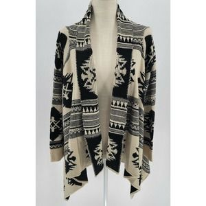 Aztec Cardigan Sweater 64 Sixty Five Women's Size Medium Mohair Blend Waterfall